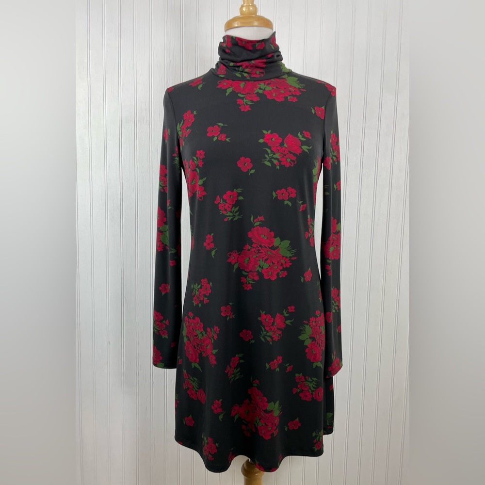 Julie Brown New York Red/ Green/ Black Floral Multicolor Stretch Dress Sz S